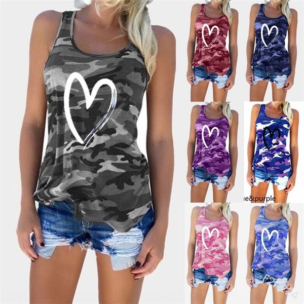 

xzrrd new camouflage fashion love printing sleeveless 8 colors women's new t-shirt camouflage fashion love printing sleeveless t-shirt, Camo