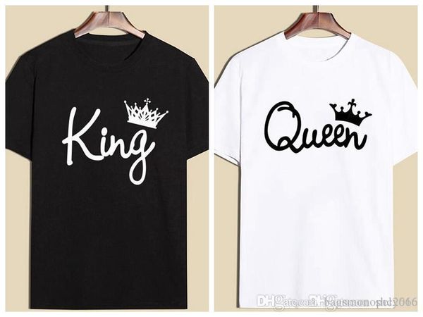

mens t-shirt crew nrck short sleeve cotton blend queen king letter 3d print tees polos casual male shirt size s-2xl t6, White;black