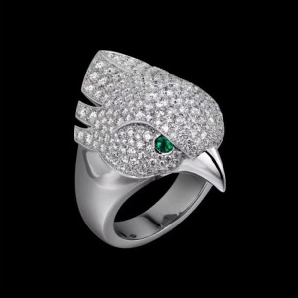 

горячие продажи деньги животных eagle head ring нейтральны личность мерцание превосходное качество роскошной птицы кольца глаза инкрустирова, Golden;silver