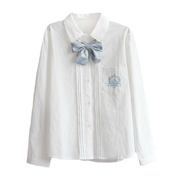 

white blouse and women 2020 summer fashion cartoon embroidery bow shirt long sleeve preppy style ladies korean blouses