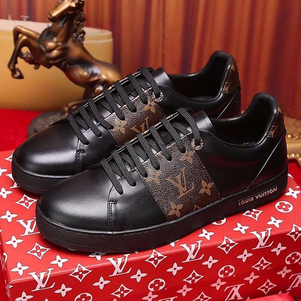

luxury womens sneaker shoes leather lace -up zapatos de mujer frontrow sneaker womens shoes fashion footwears chaussures de femme drop ship, Black