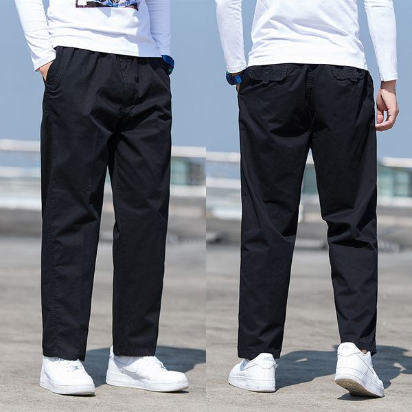 

mensloose korean casual pants new multicolor pure cotton straight, Black