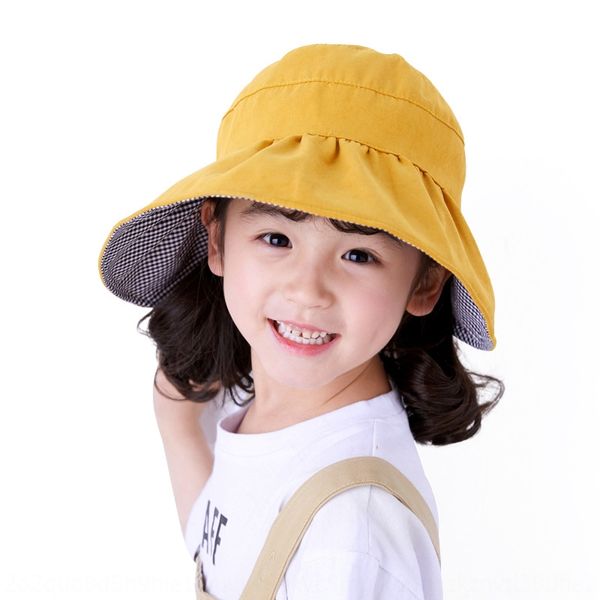 

new children's fisherman sun sun big eaves sunscreen double-sided empty hat girls casual all-match sunshade fisherman hat ak1, Blue;gray