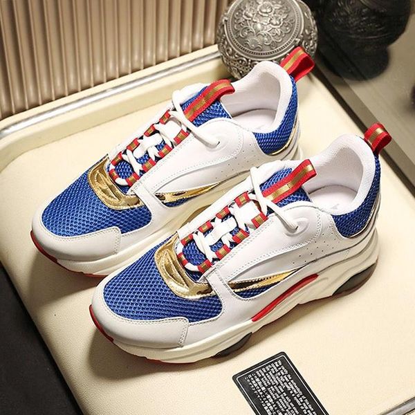 

fast delivery b22 calfskin sneaker lightweight mens shoes lace-up low drop ship breathable shoes chunky sneakers herren sportschuhe, Black