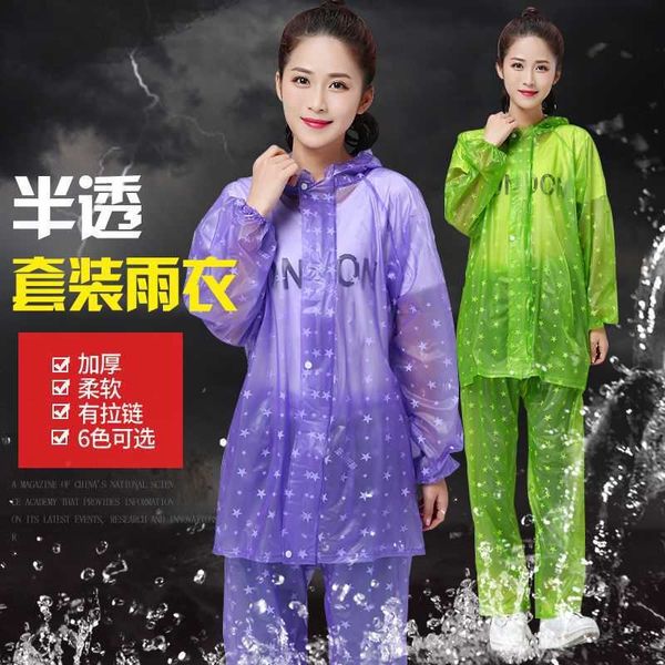 

gwmyd fashion transparent suit raincoat and motorcycle rain pants split raincoat plastic poncho men's and women's outdoor motorcyc, Black