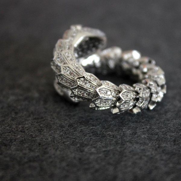 

snake diamond ring women open animal designer luxury silver rings wedding party fine jewelry size