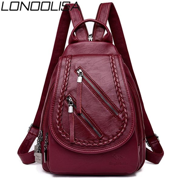 

weave backpack female genuine leather backpack women large capacity travel bag zipper shoulder bags for women 2020 sac