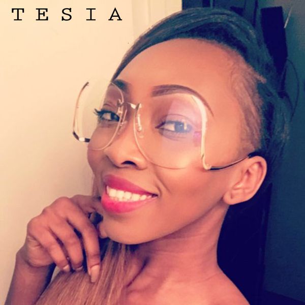

2020 tesia fashion sunglasses women oversize sunglasses mental frame for women design goggle, White;black