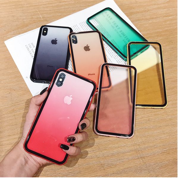 

gradient tempered glass case for iphone 11 xs max xr x xs 6 6s 7 8 plus colorful shockproof phone cover protect shell cases