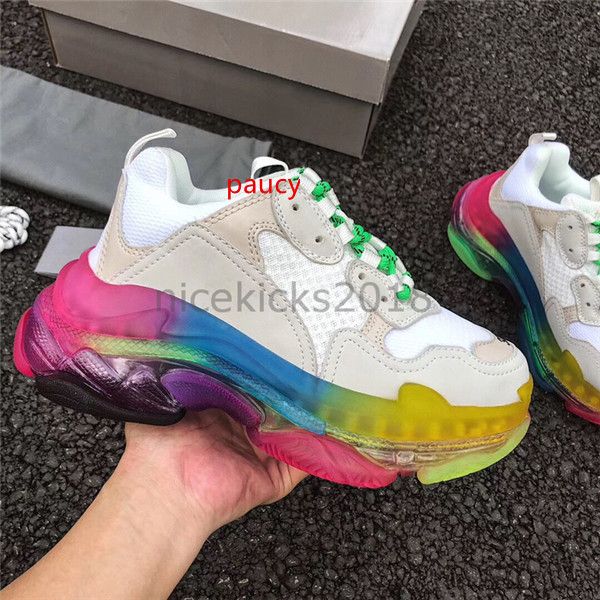 

paris colorful crystal bottom triple-s leisure casual shoes luxury dad shoes rainbow triple s sneakers for men women chaussures pour femmes
