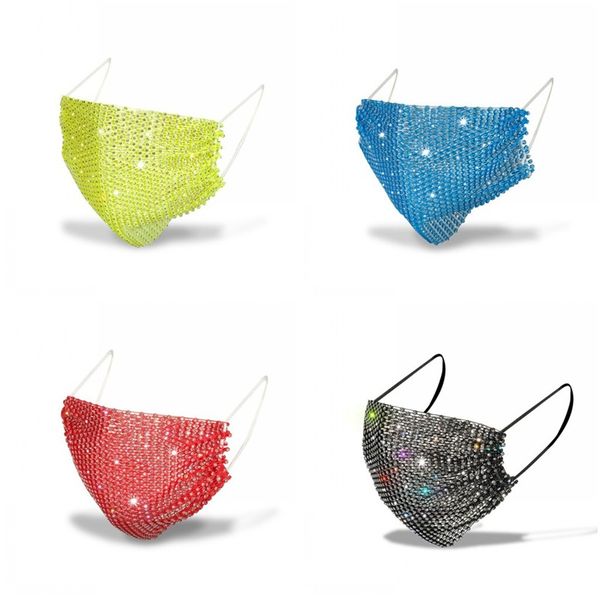 

fashion mermaid sequins face mask multicolour mascarilla women respirator reuseable with drill bling ear hanging type 3 5sy d2