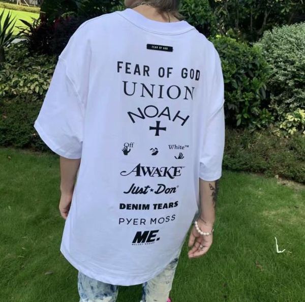 

fear of god fog noah charity gf letter print short sleeve t-shirt men's streetwear sweatshirts loose casual summer bottom, White;black