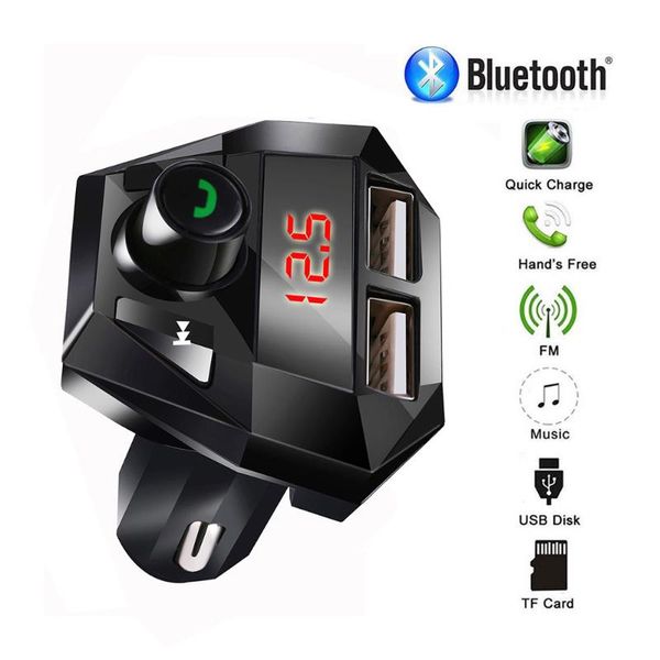 

2020 car kit hands wireless bluetooth fm transmitter lcd mp3 player usb chargesr support charge while listening to songs