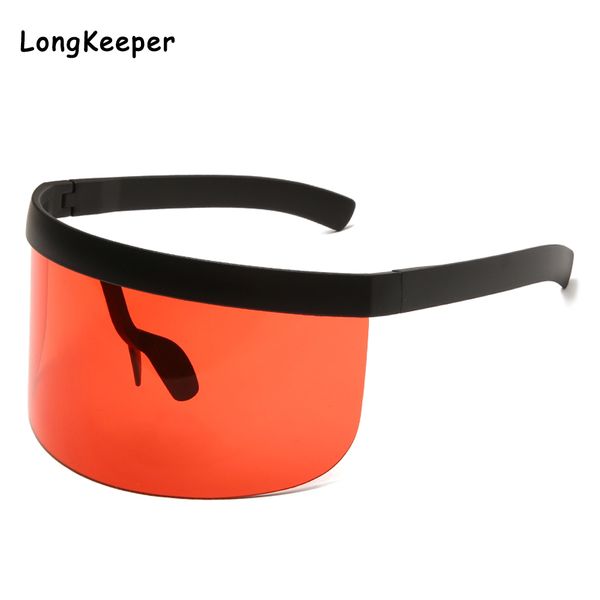 

oversized shield visor sunglasses women men 2020 fashion rimless outdoor windproof goggles shade mask sun glasses sports uv400, White;black