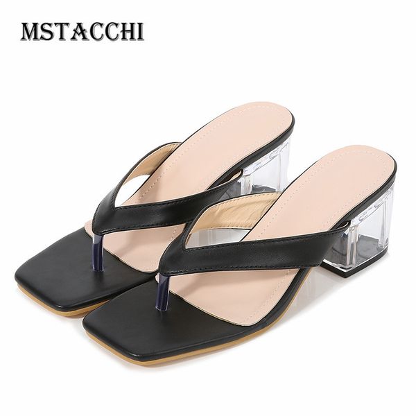 

mstacchi summer flip-flop womens sandals snake pattern square slip on low heel slippers women fashion ladies flip flops, Black