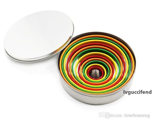 

colorful stainless steel pvc mousse ring fondant mould 12pcs/set round shape cake mould diy cookie mold baking tools
