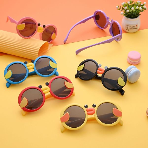 

children's sun yellow duck cartoon candy color sun glasses sunglasses sun-proof fashion all-match, Blue