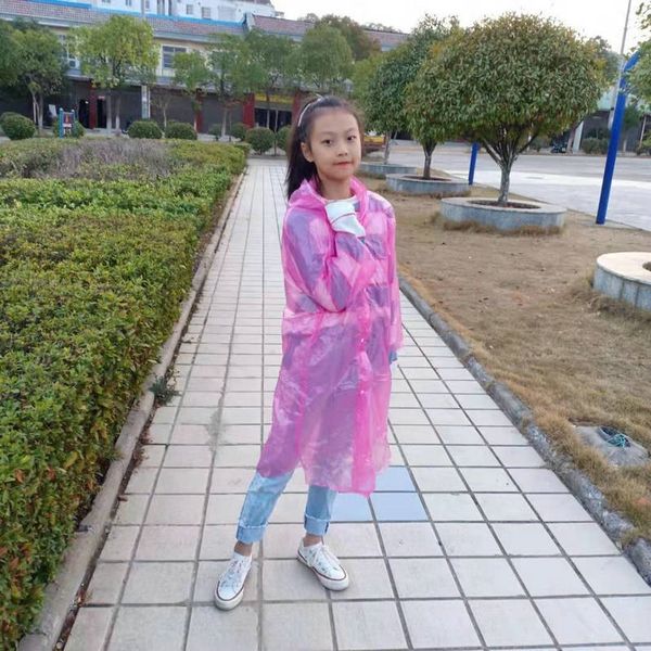 

anvoe children's disposable open peep poncho playground drifting children's disposable raincoat button cloak cloak open button pee, Black