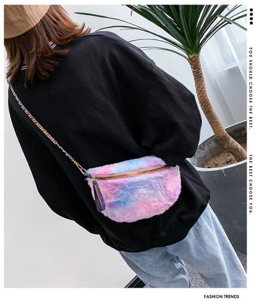 

fashion women colorful feather bust bags belt zipper waist bag chest tote purse laser bust bags