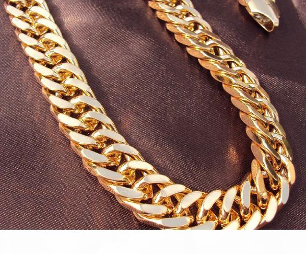 

heavy 18k yellow gold double curb chain mens huge necklace 9mm wide thick containing about 30% or more of an alloy, Silver
