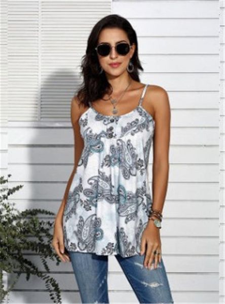 

sleeveless spring summer ladies tees woman designer camis floral print women tshirts contrast color, White