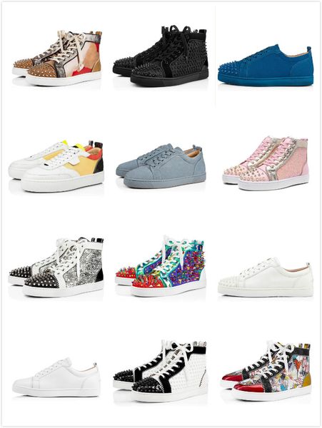 

red bottoms studded spikes mens casual shoes men women party lovers athletic sports sneakers, Black