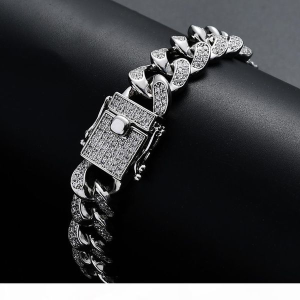 

designer bracelets mens hip hop jewelry gold bracelet iced out cuban link chains bangle diamond charm rapper friendship fashion accessories, Black