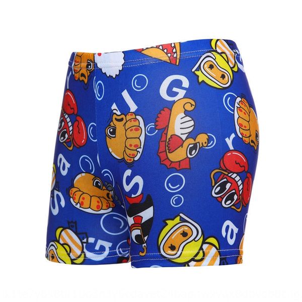 

jeeat children's male milk silk trunks swimsuit trunks 2019 boxer cartoon boxer amusement park spring middle and big children swimming, Black