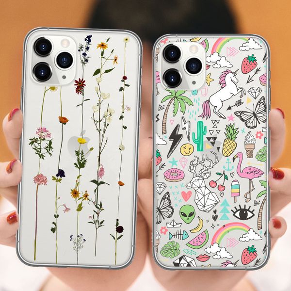 

phone case for iphones 11pro max 2019 x xr xs max 6 6s plus cute flowers patterned silicone soft back cover for iphones 11 cases