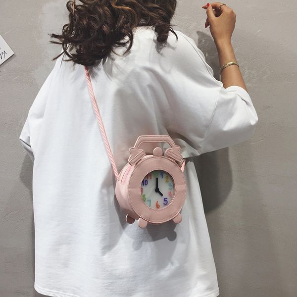 

ybsq8 female 2019 new korean funny shoulder strap alarm watch alarm clock clock watch children's fun female soft girl girl shoulder mes, White