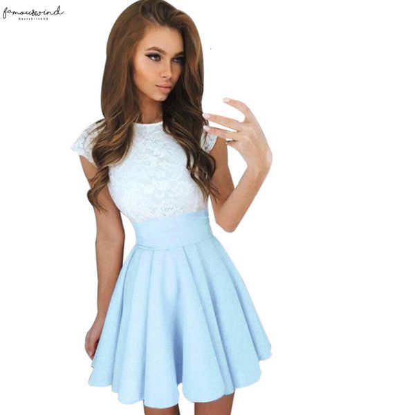 

summer fashion women dress 2020 casual lace party cocktail mini dresses mini dress ladies summer short sleeve skater dresses cute new, Black;gray