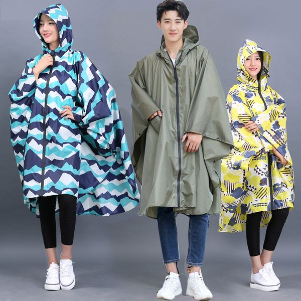 

fashion waterproof cloak raincoat female adult, korea outdoor cute poncho riding single trench coat walking kiu, Red;brown