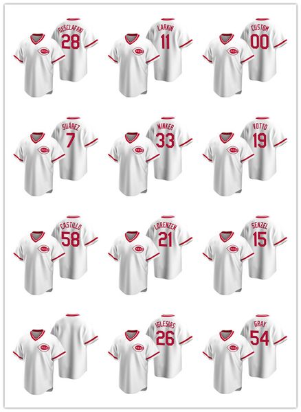 

cincinnati reds men women youth 11 barry larkin 5 johnny bench cooperstown collection home baseball jersey, Black