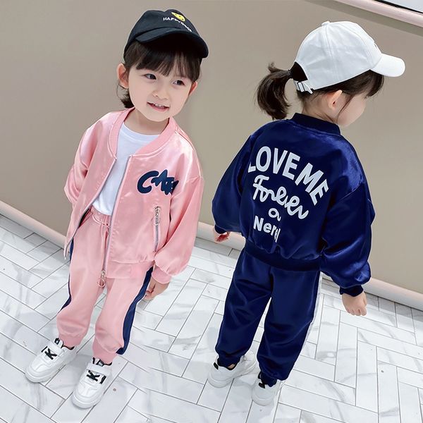 

toddler girl clothes spring and autumn boys clothing sports style with letters loose boys and girls suits children clothing, White