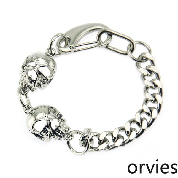 

domineering cool street fashion stereo skull bracelet men and women couples punk style cuba bracelet bracelet