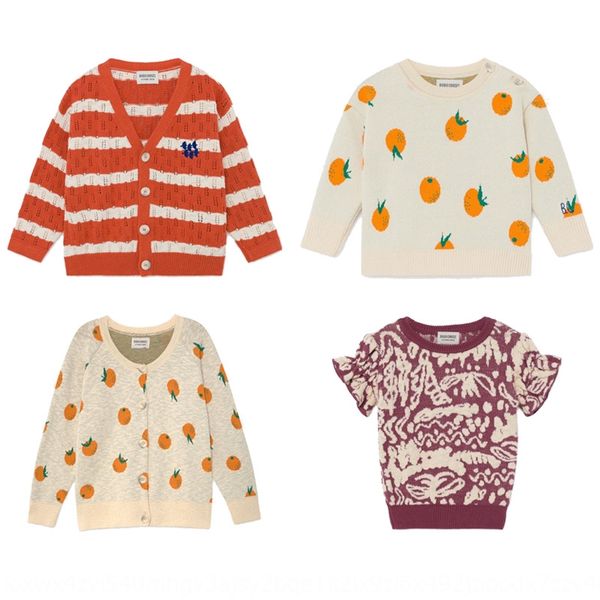 

2020ss summer ins style new bobo children's sweater orange round pullover button pullover neck knitted button cardigan, Blue