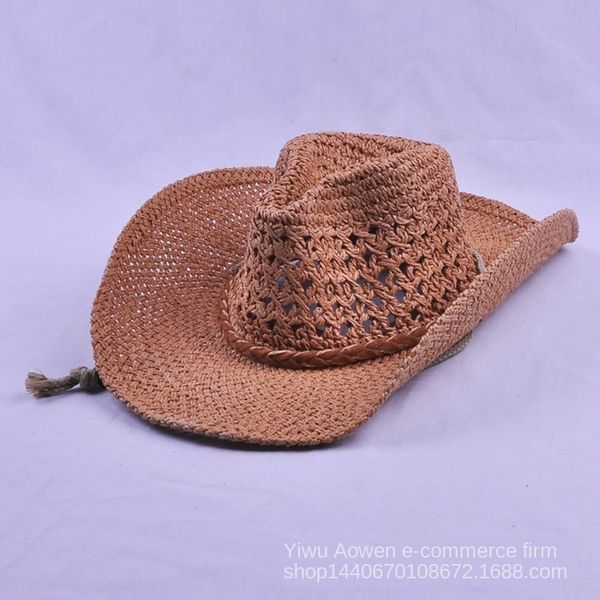 

classic big edge cowboy summer beach handmade mesh papyrus sun cowboy straw straw hat sun hat male, Blue;gray