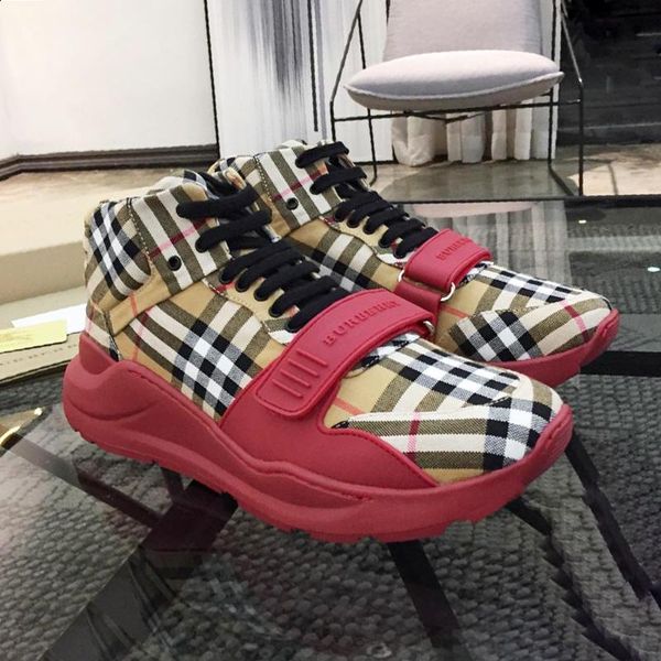 

vintage check cotton sneakers men 's boots autumn and winter lightweight shoes high lace -up casual sports men shoes, Black