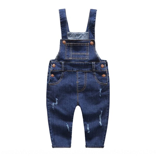 

anra8 2020 spring new korean style baby suspender denim jeans children's sling children's trousers pants all-match men's and, Blue