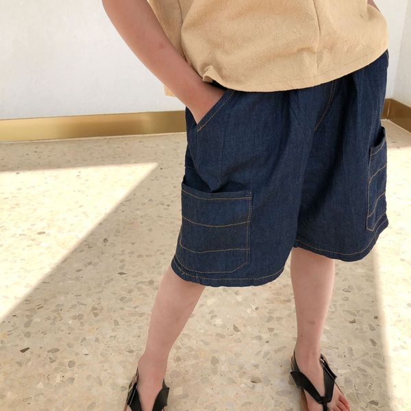 

bskqq xuan2020 детские джинсовые шорты корейский брюки среднего шорты и брюки и брюки большой детской моды девочек мальчиков стиль fift, Blue