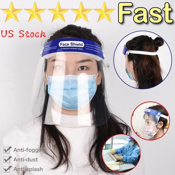 

us stock transparent face shield safety kids protective mask full face cover film tool anti-fog premium pet material kids face shield, Black
