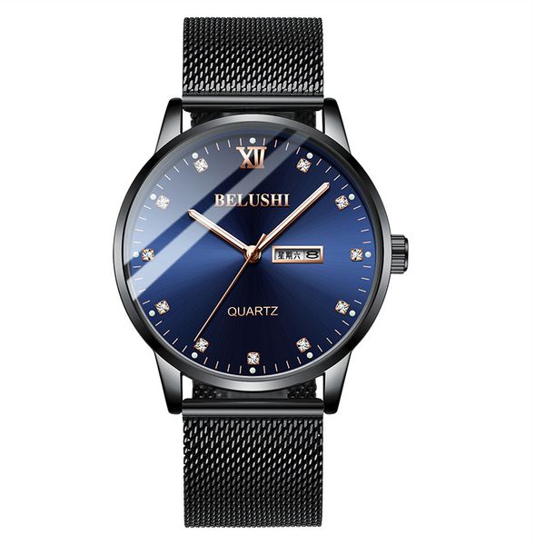 

men's watch diamond face men's quartz wrist watch luminous waterproof tide casual fashion clock male man, Slivery;brown