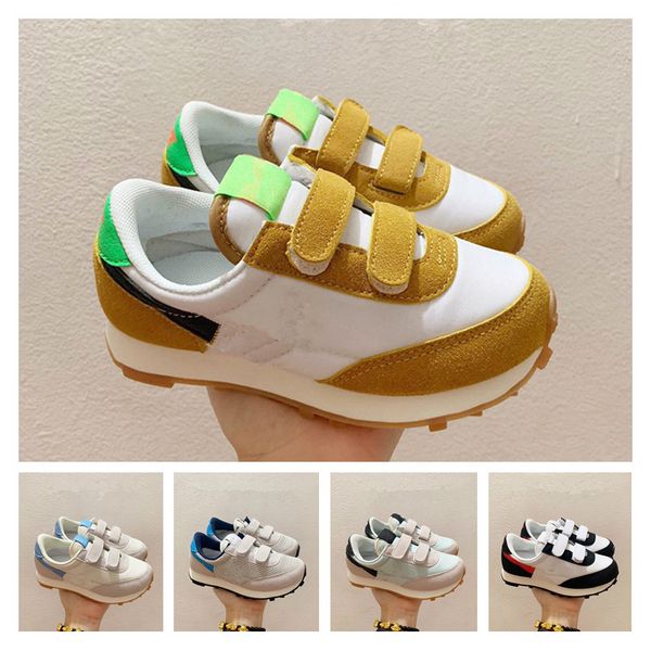 

boy girl classic cortez basic hook & loop waffle casual shoes fashion kids black white blue skateboarding baby 03 sneakers size 22-35