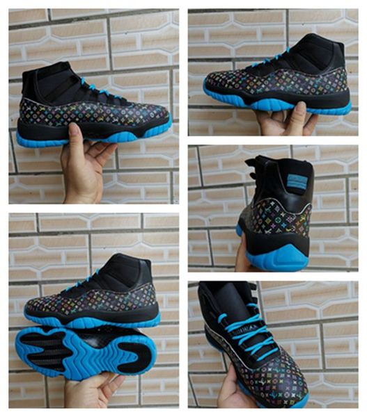 

new 11 hight navy blue light bone designer basketball shoes men basketball trainers 11s prem unc high 45 sports sneakers size 7-13-13