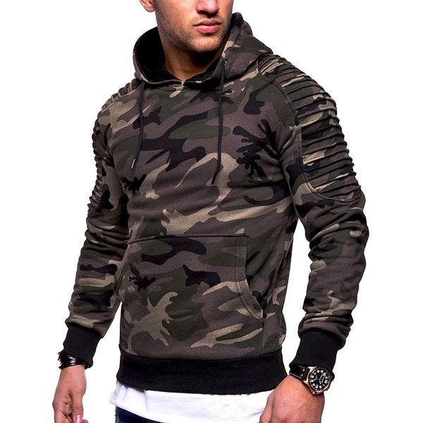 

fashion camouflage hoodies mens sets thick clothes winter sweatshirts hip hop streetwear solid fleece hoody man clothing, Black