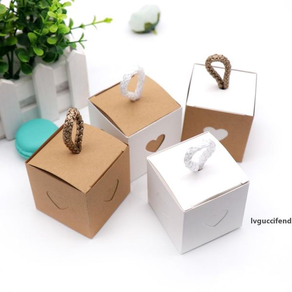

10pcs vintage paper heart love rustic sweet laser cut candy gift boxes wedding party favours supply 5.5x5.5cm ing