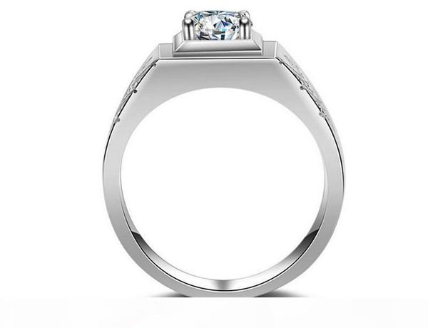 

k yamini original 925 sterling silver wedding ring luxury 1 carat 6mm cz diamond men ring jewelry gift mjz012, Slivery;golden