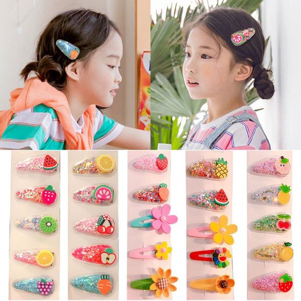 

новые фрукты transparent ребёнки зажим для волос блестки сердца аксессуары для волос красочные дети дети barrettes, Slivery;white