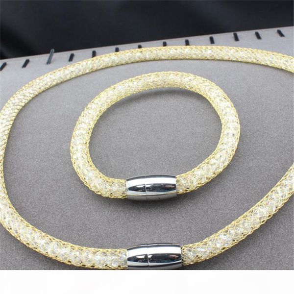 

wholesale jewelry chain contains the crystal necklace sets necklace +bracelet 18 k gold plated swiss precision steel, Silver