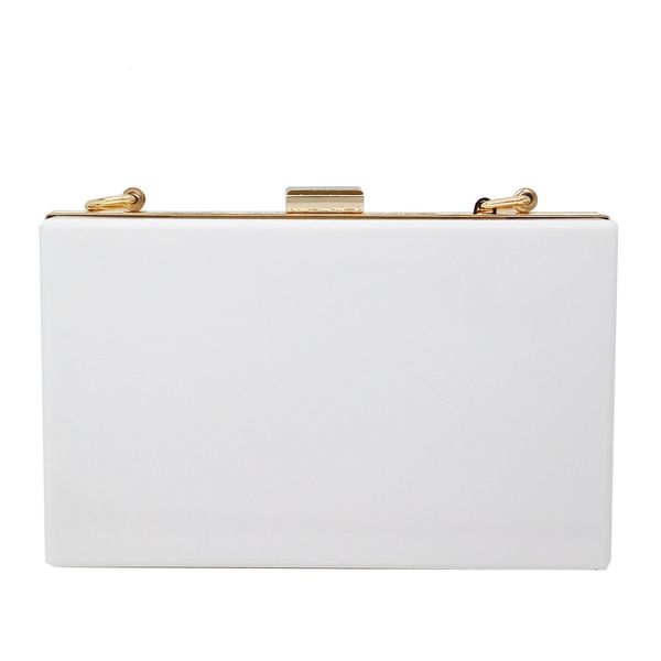 

solid white women acrylic box clutch evening purse bag ladies casual metal clutches handbags party dinner bag